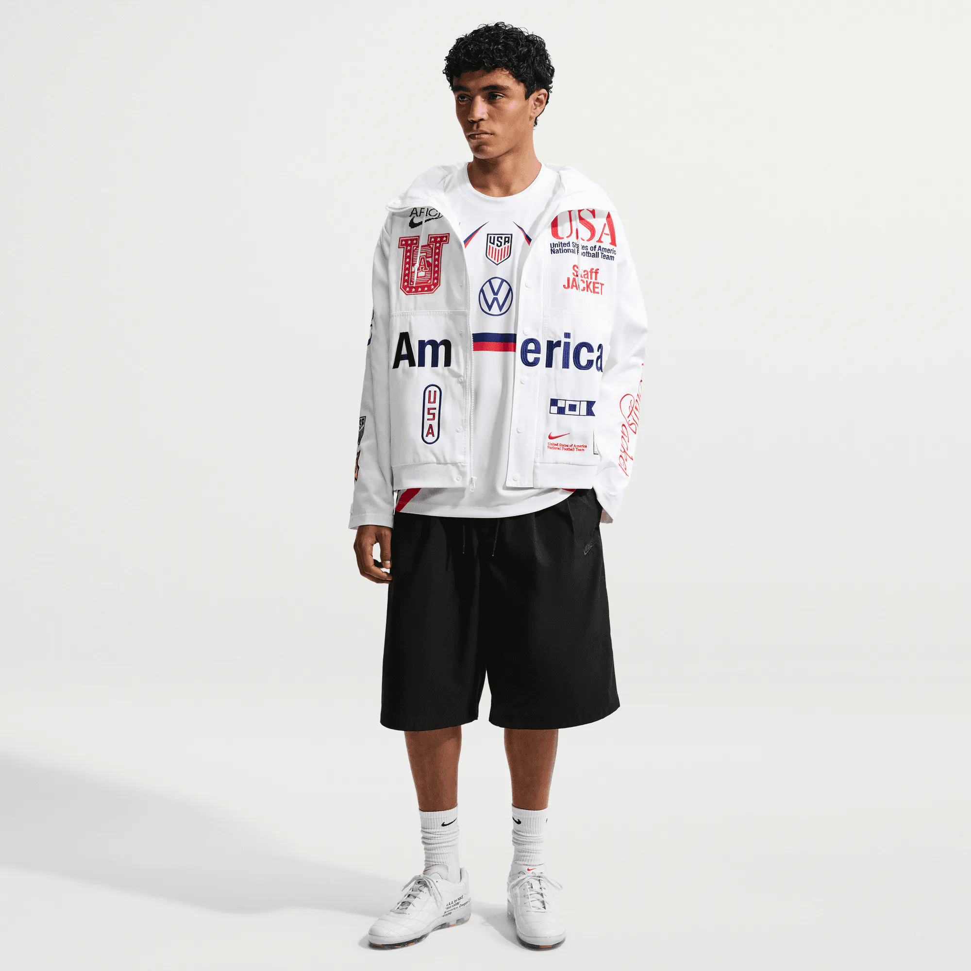 Image of Nike - Virgil Abloh Archive USA Woven Staff Jacket - (White/Deep Royal Blue)