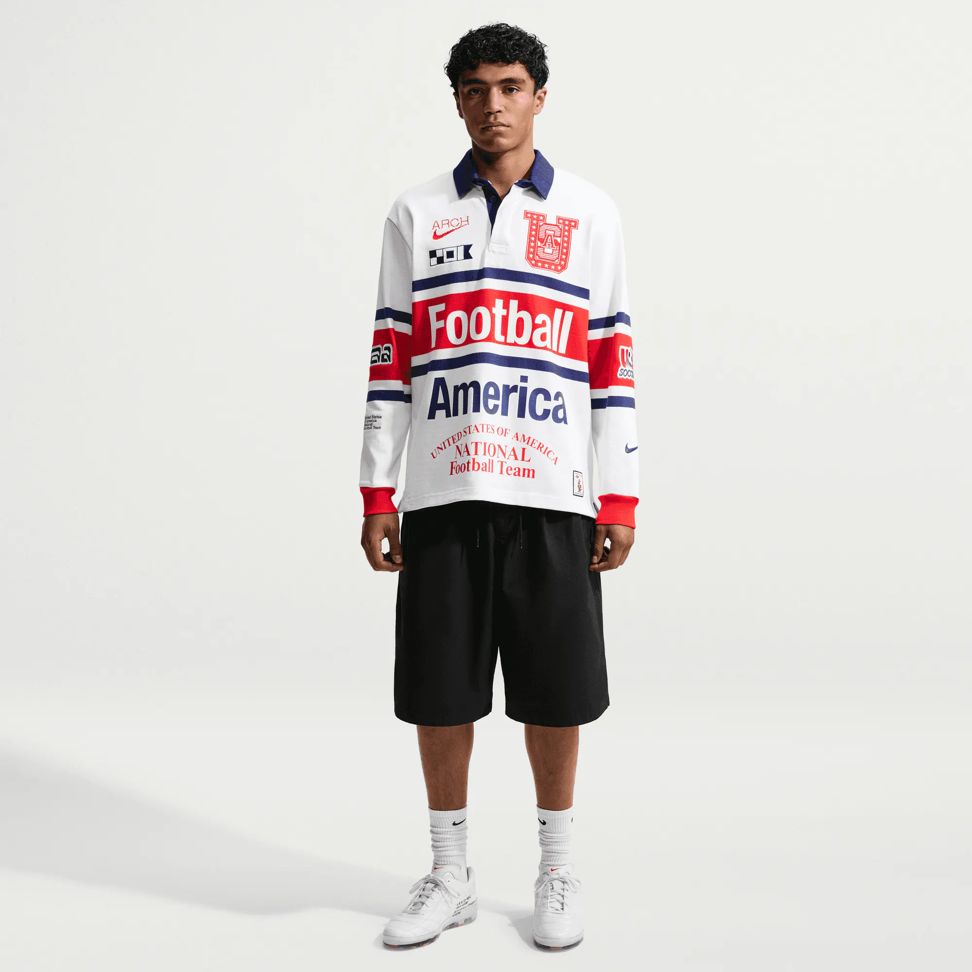 Image of Nike - Virgil Abloh Archive USA Long Sleeve Rugby Top - (White/Challenge Red)