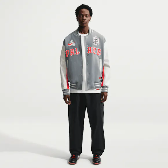 Hero image for Nike - Palace England Varsity Jacket - (Cool Grey/White)