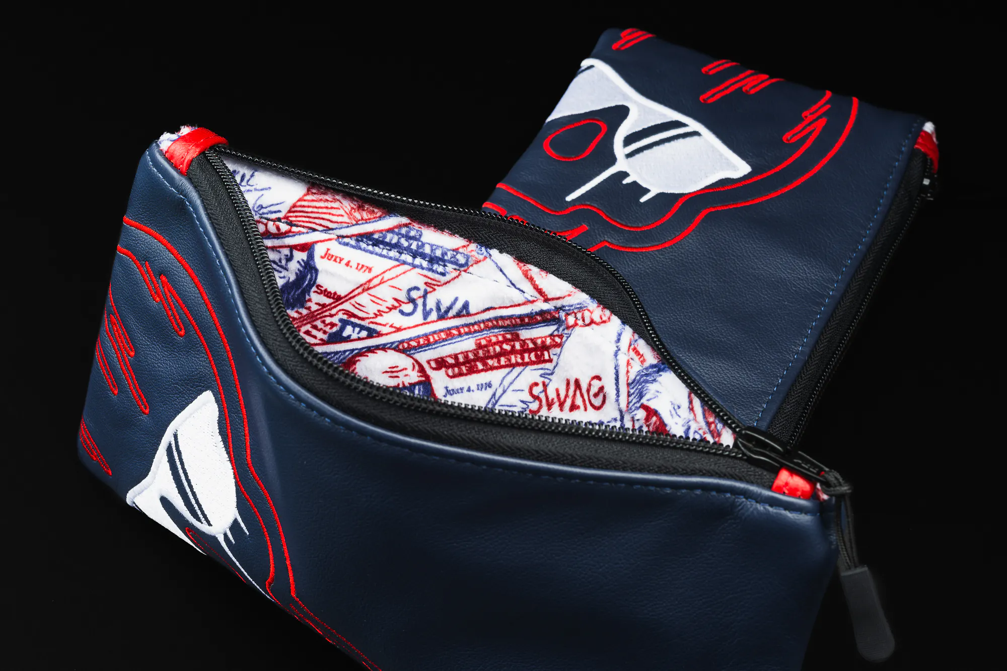 Image of Leather USA Dripping Skull Blue Valuables Pouch