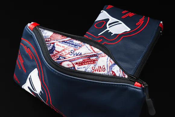 Hero image for Leather USA Dripping Skull Blue Valuables Pouch