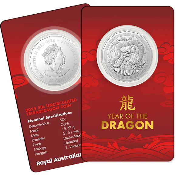 Hero image for 2024 50c Year Of The Dragon Tetra Decagon Uncirculated Coin
