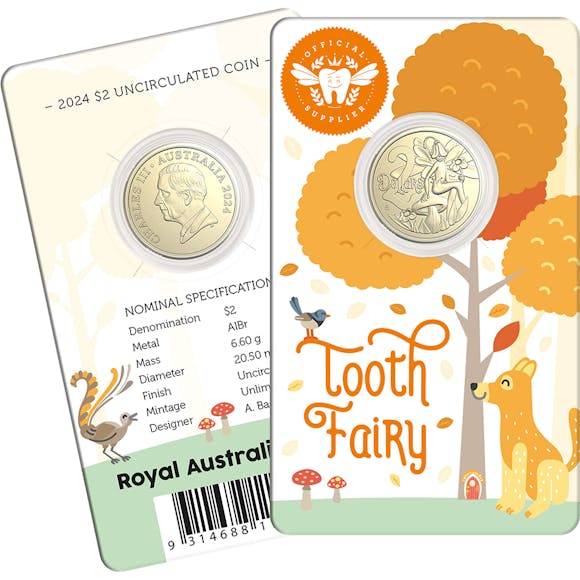 Hero image for 2024 $2 Tooth Fairy Uncirculated Coin In Card