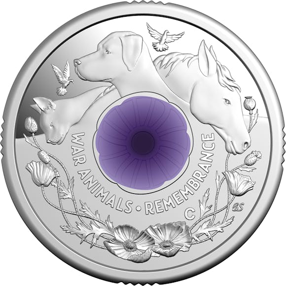 Hero image for 2024 $2 War Animals Remembrance 'C' Mintmark Coloured Fine Silver Proof Coin
