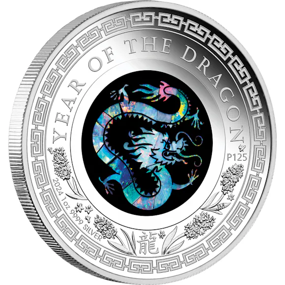 Hero image for 2024 Year Of The Dragon Opal 1oz Silver Proof Coin