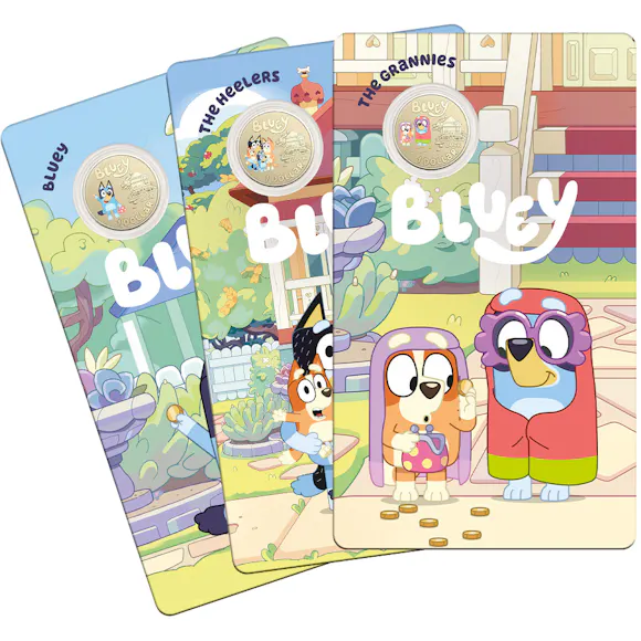 Hero image for 2024 $1 Bluey Dollarbucks - Coloured Uncirculated Three-Coin Set
