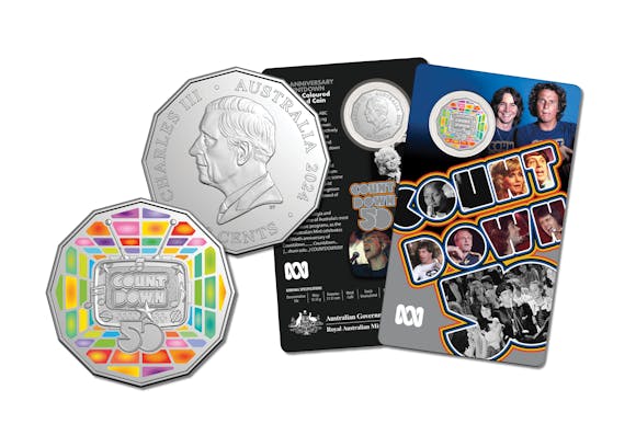 Hero image for Australia Countdown 50th Anniversary 2024 50c Colour Uncirculated Coin