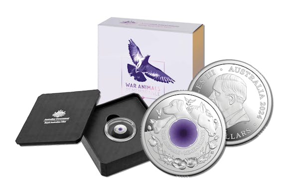 Hero image for Australia War Animals Remembrance 2024 $2 C Mintmark Silver Proof Coin