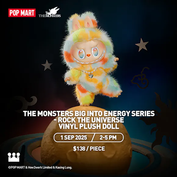 Hero image for THE MONSTERs Big into Energy Series - ROCK THE UNIVERSE Vinyl Plush Doll