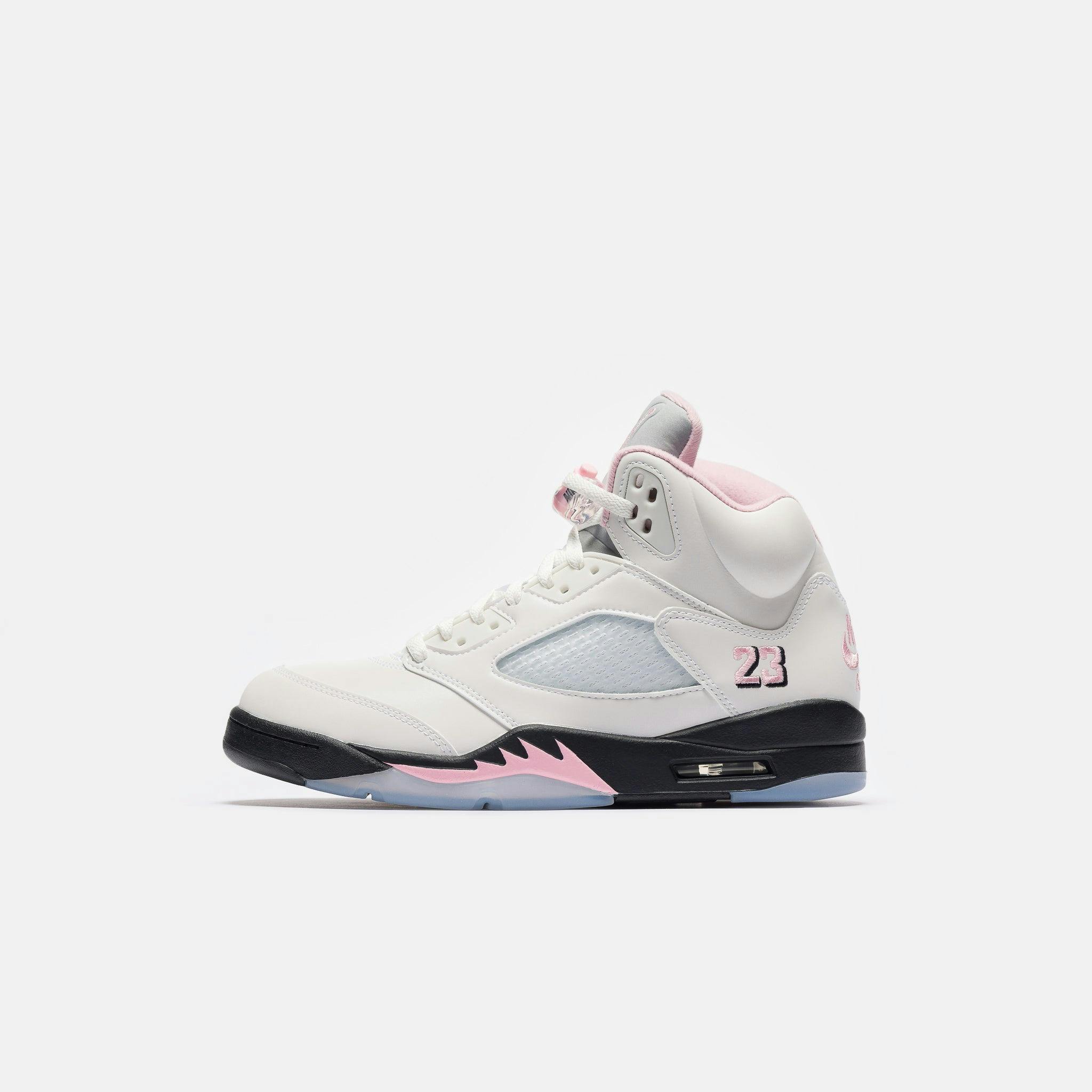 Image of Air Jordan 5 Retro Sneaker in White/Med Soft Pink/Black
