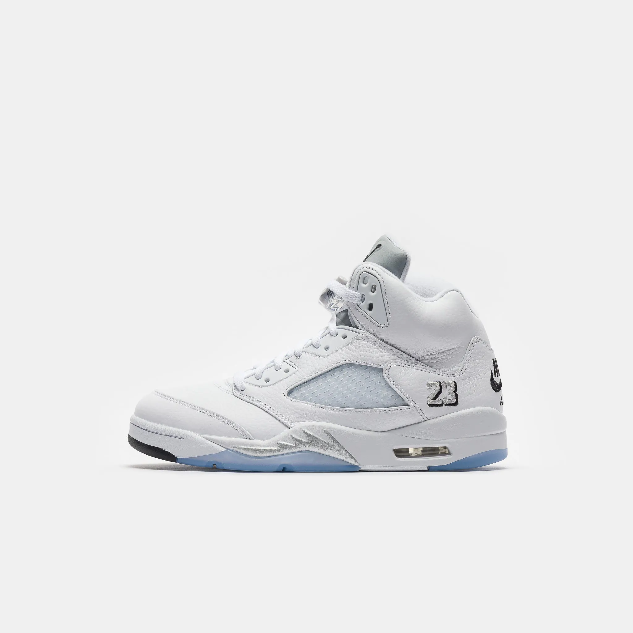 Image of Air Jordan 5 Retro Sneaker in White/Black/Metallic Silver