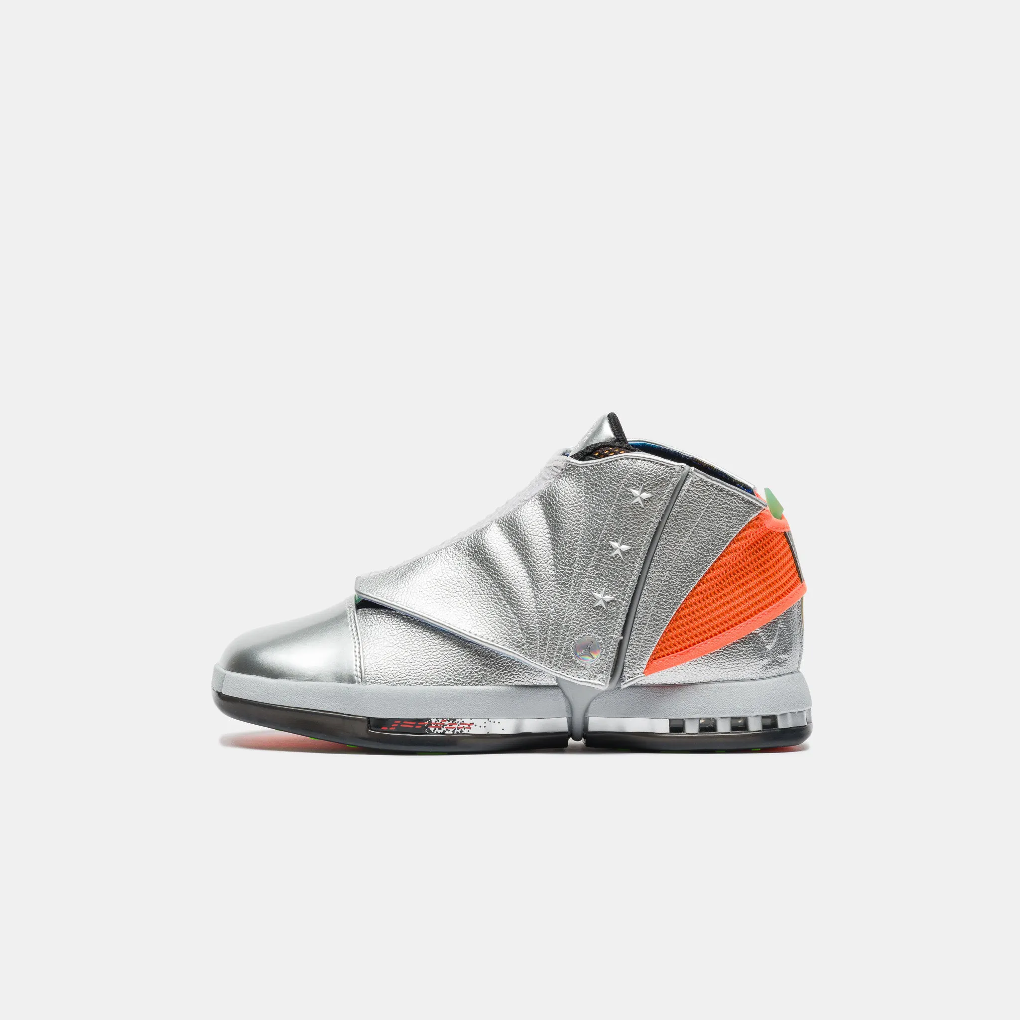 Image of Free The Youth Air Jordan 16 SP Sneaker in Metallic Silver/Picante Red