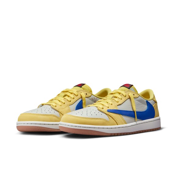 Hero image for W Travis Scott Air Jordan 1 Low in Canary/Racer Blue