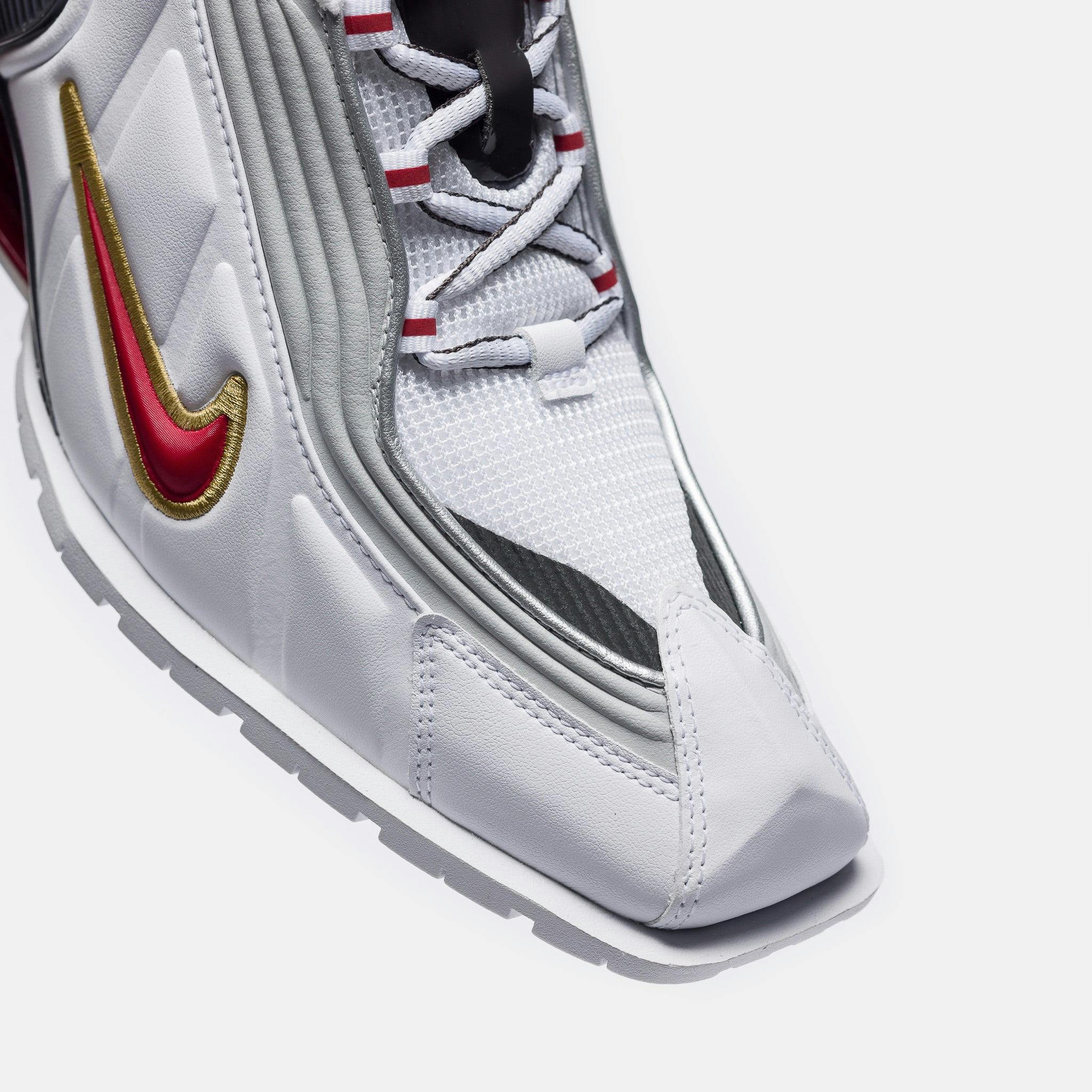 Martine Rose Shox MR4 Sneaker in White/Varsity Red/Mtlc Platinum