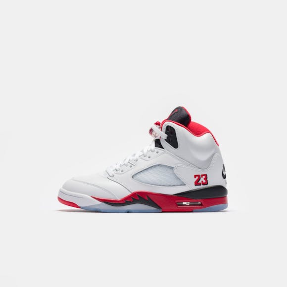 Hero image for Air Jordan 5 Retro Sneaker in White/Fire Red/Black