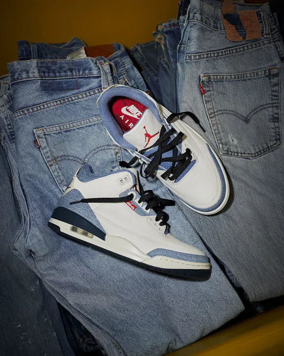 Hero image for JORDAN x LEVI'S AIR JORDAN 3 - DENIM/ SAIL/ GYM RED - IN-STORE PICKUP LA BREA