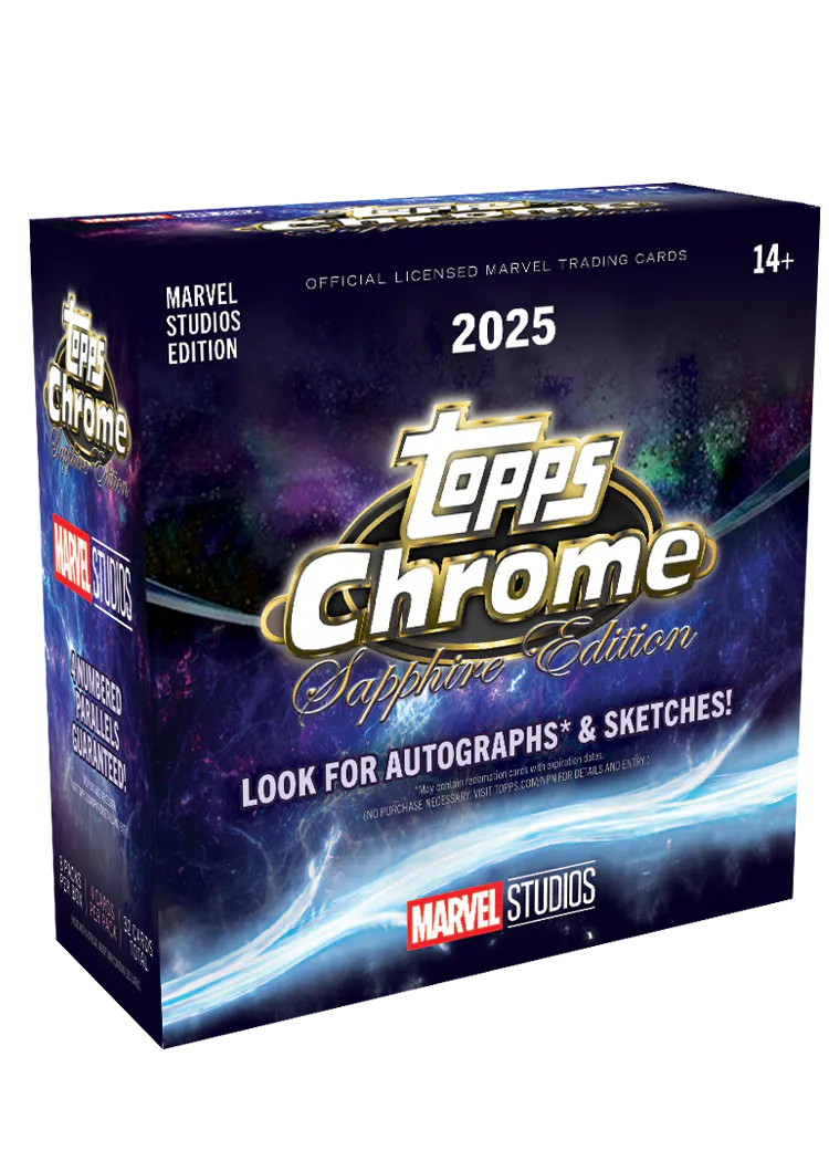 Hero image for 2025 Topps Marvel Studios Chrome® Sapphire - Hobby Box