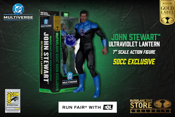 Hero image for John Stewart (Ultraviolet Lantern) 2026 SDCC Gold Label Exclusive Action Figure
