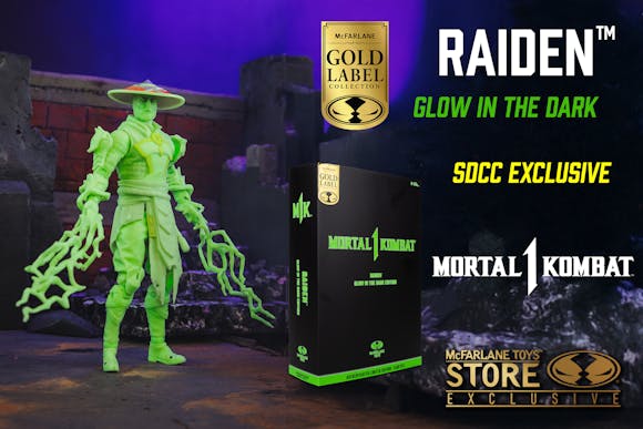 Hero image for Raiden (Mortal Kombat) Glow In The Dark Edition Gold Label Figure