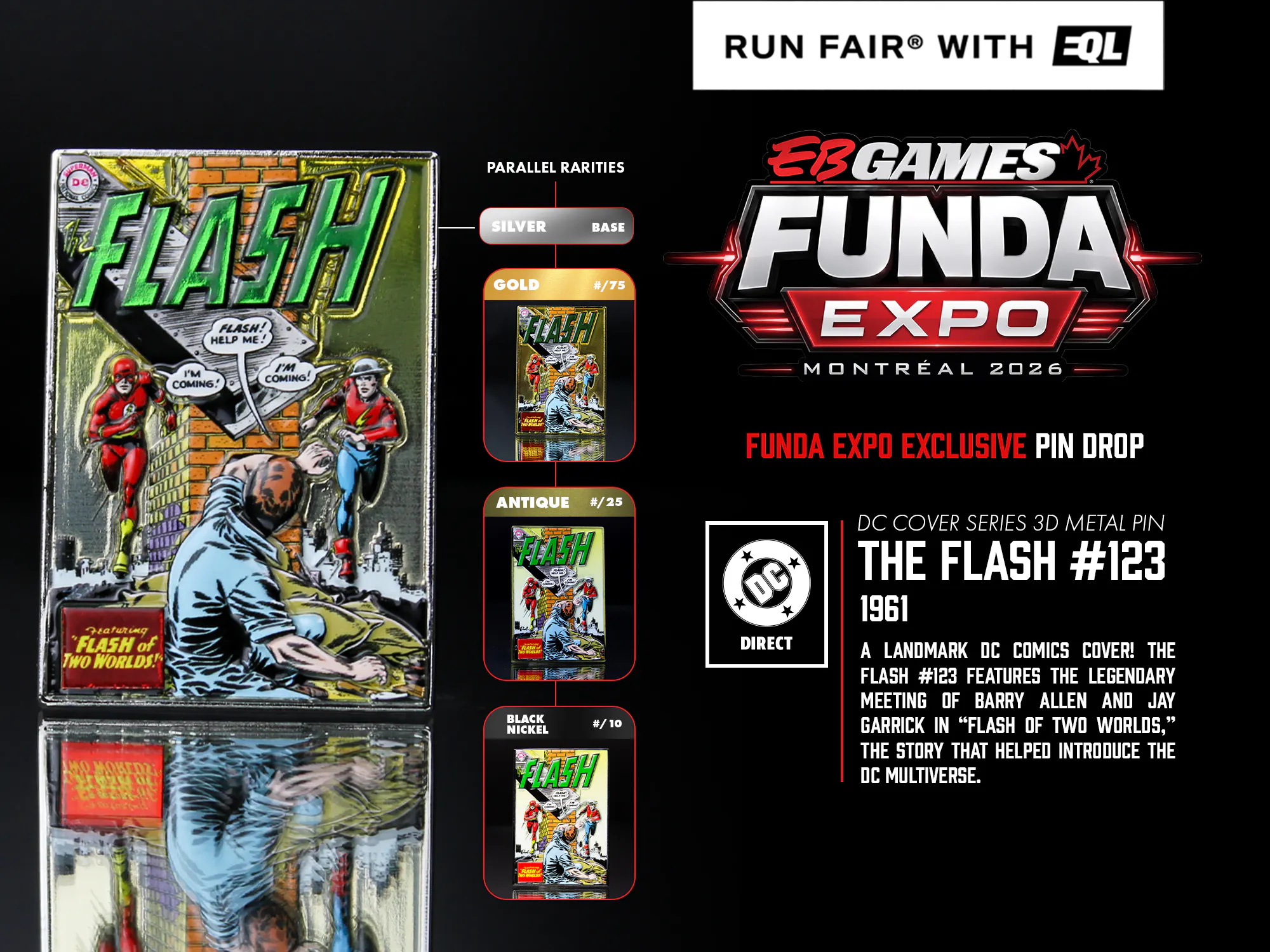 Image of The Flash #123 3D DC Comic Cover Metal Pin FUNDA Exclusive