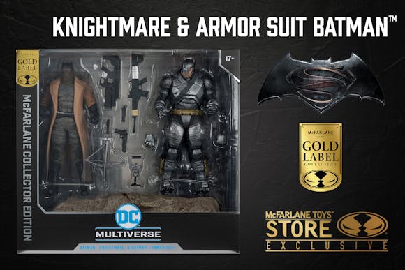 Hero image for Batman Knightmare & Batman Armor Suit (Batman v Superman) 2-Pack Gold Label Collector Edition