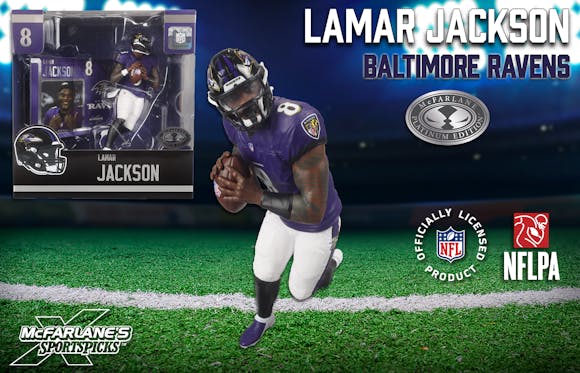 Hero image for Lamar Jackson (Baltimore Ravens) McFarlane's SportsPicks Platinum Edition