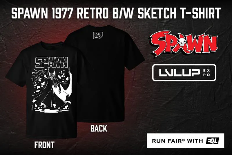Image of Spawn 1977 Retro B/W Sketch T-Shirt LVL UP Exclusive