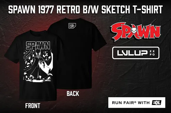 Hero image for Spawn 1977 Retro B/W Sketch T-Shirt LVL UP Exclusive