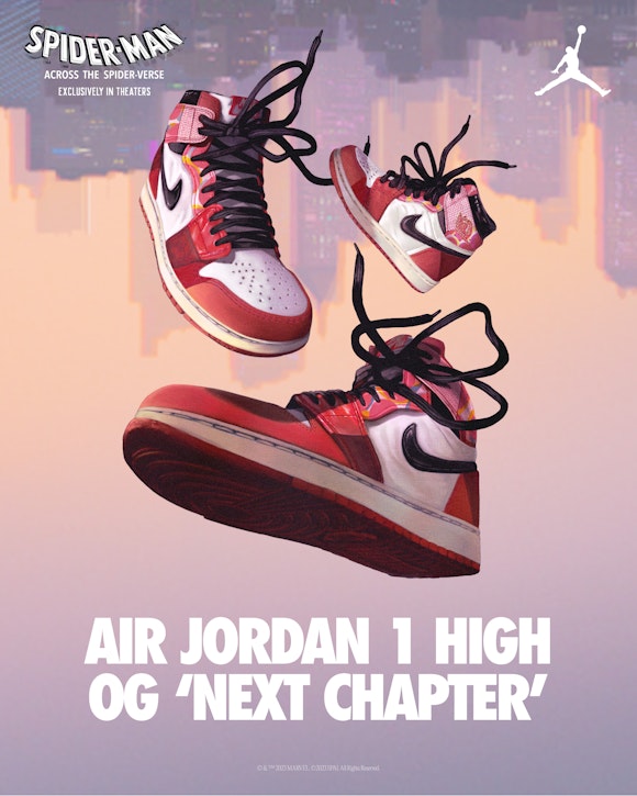 Hero image for AJ1 HI OG ‘NEXT CHAPTER’ AS “AS SEEN ON MILES MORALES IN SPIDER-MAN: ACROSS THE SPIDER-VERSE, EXCLUSIVELY IN THEATERS”