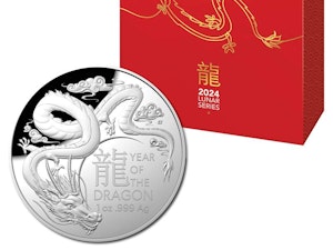 Image of $5 2024 Year Of The Dragon 1oz Silver Proof Domed