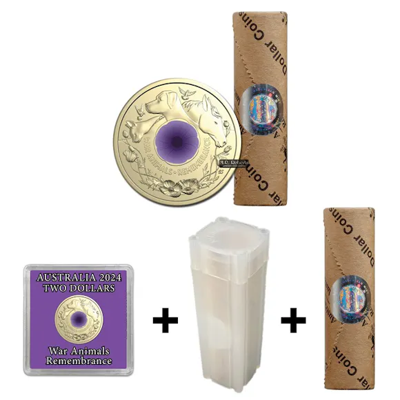 Hero image for $2 2024 War Animals Remembrance Circulating Coin Roll Package