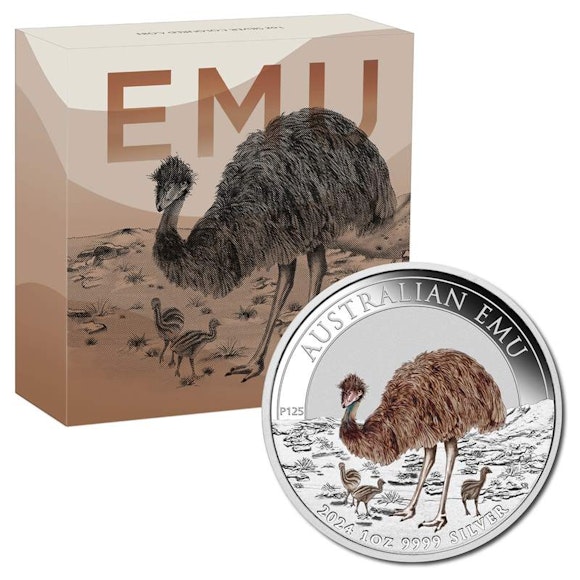 Hero image for 2024 Australian Emu 1oz Silver Coloured